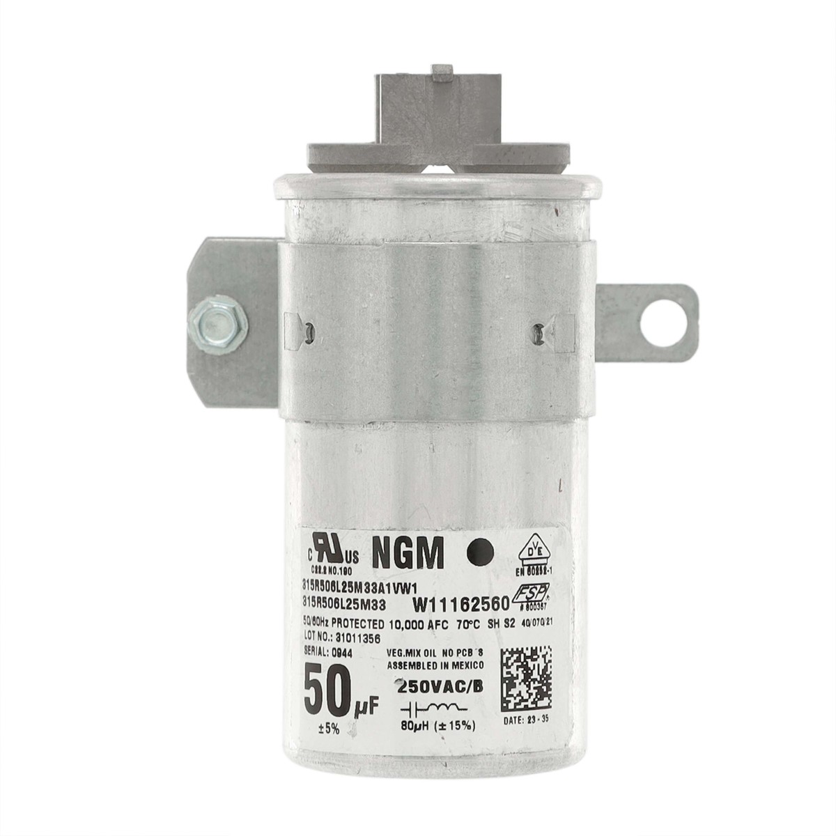 W11428524 - Genuine OEM Whirlpool Top Load Washer Run Capacitor